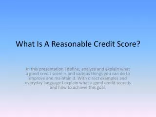 What Is A Reasonable Credit Score