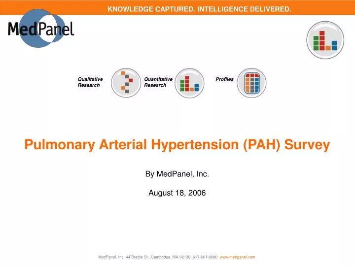 pulmonary arterial hypertension pah survey by medpanel inc august 18 2006