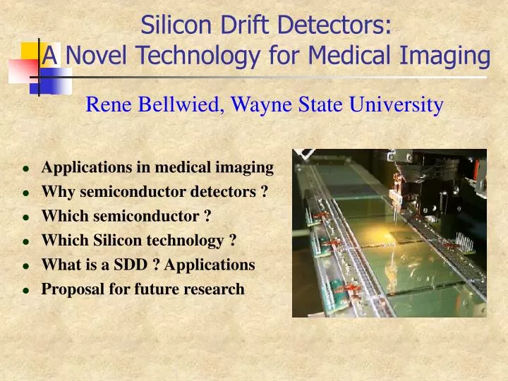 silicon drift detectors a novel technology for medical imaging
