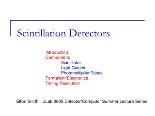 Scintillation Detectors