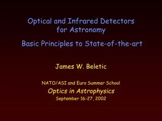 Optical and Infrared Detectors for Astronomy Basic Principles to State-of-the-art