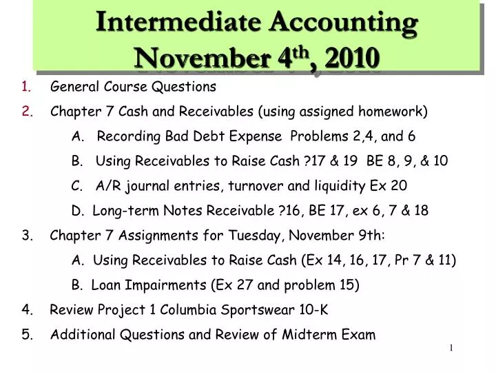 intermediate accounting november 4 th 2010