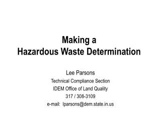 Making a Hazardous Waste Determination