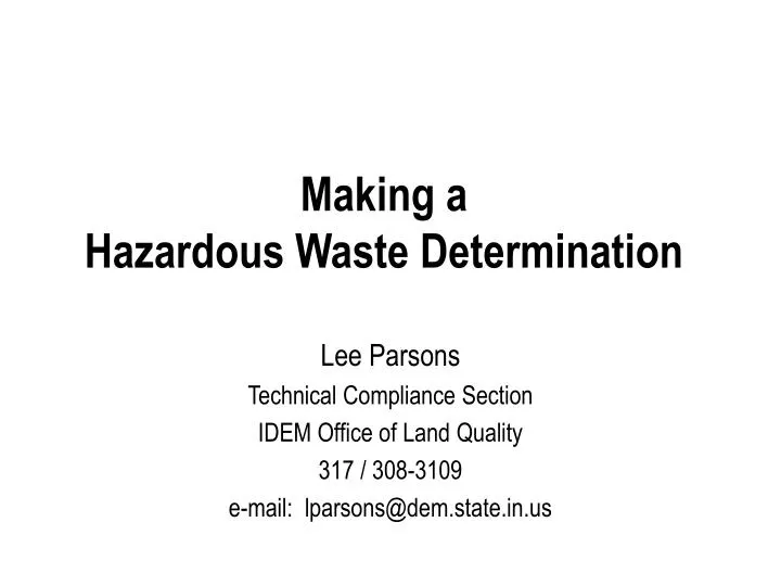 making a hazardous waste determination