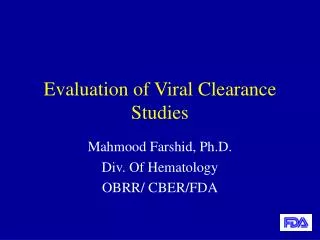 Evaluation of Viral Clearance Studies