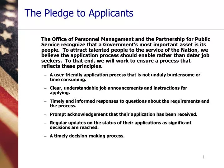 the pledge to applicants
