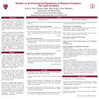 Genetic vs. Environmental Hypotheses of Disease Causation: The Case of Autism