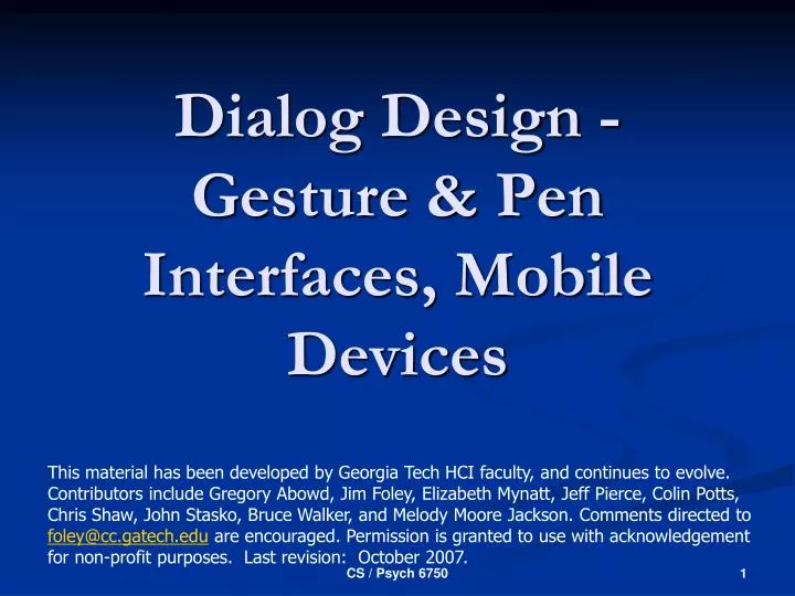 dialog design gesture pen interfaces mobile devices