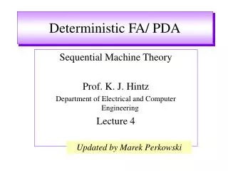 Deterministic FA/ PDA