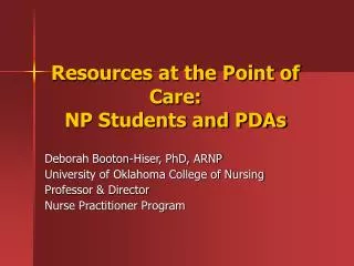 Resources at the Point of Care: NP Students and PDAs