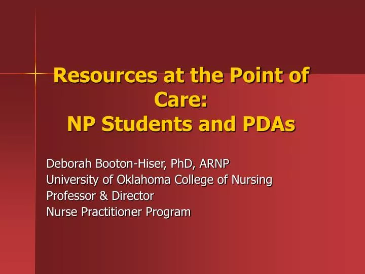 resources at the point of care np students and pdas