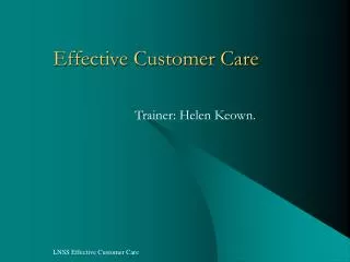 Effective Customer Care