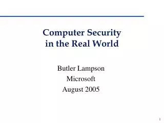 Computer Security in the Real World