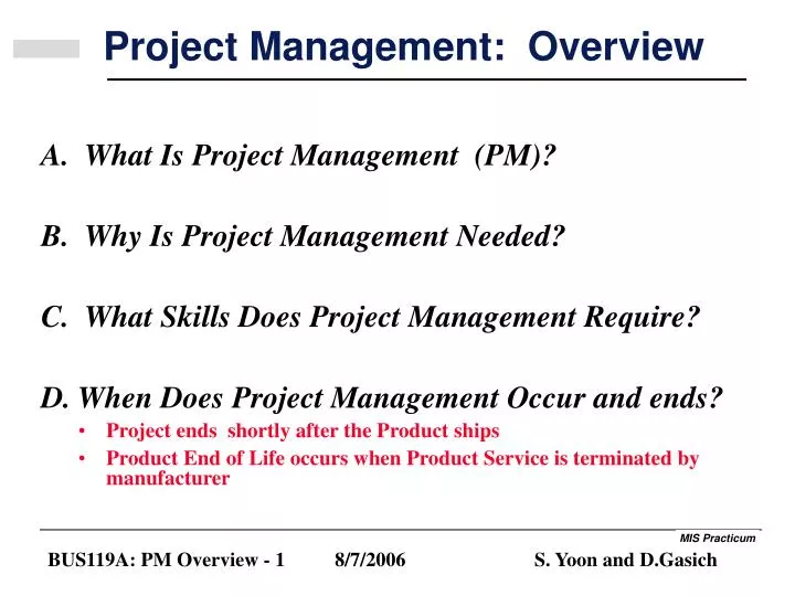project management overview