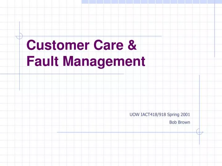 customer care fault management