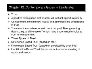 Chapter 12: Contemporary Issues in Leadership