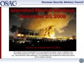 Islamabad Marriott Bombing: September 20, 2008