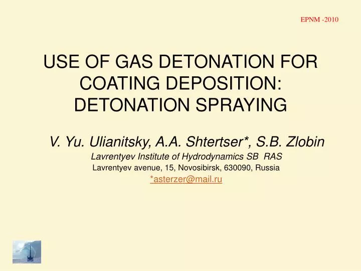 use of gas detonation for coating deposition detonation spraying