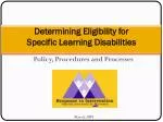 Determining Eligibility for Specific Learning Disabilities - slide 1