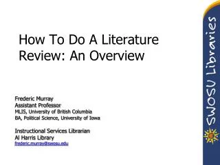 How To Do A Literature Review: An Overview