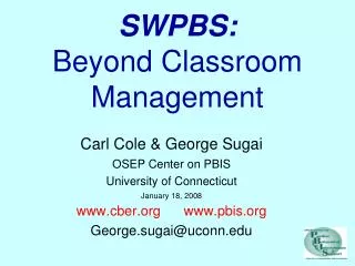 SWPBS: Beyond Classroom Management