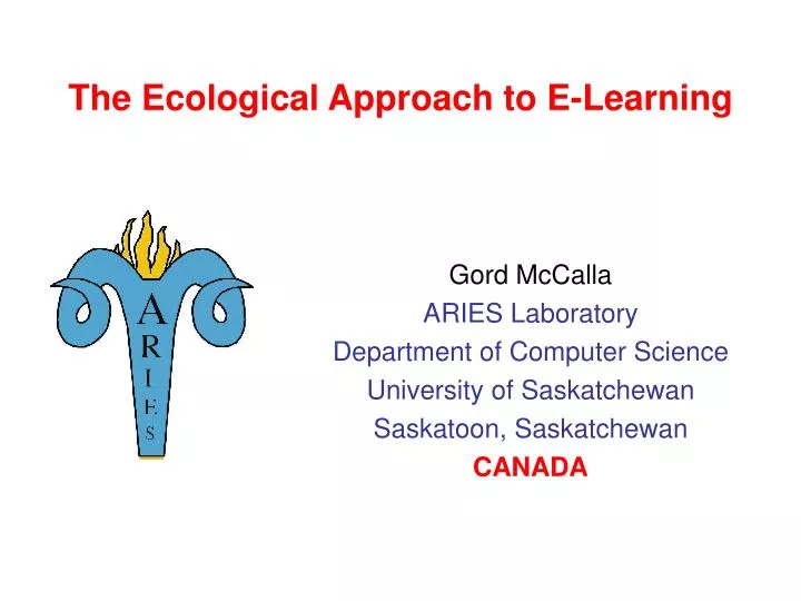 the ecological approach to e learning