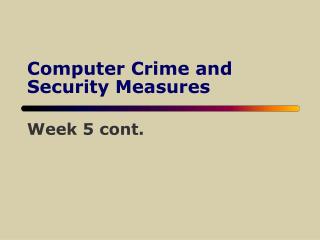 Computer Crime and Security Measures