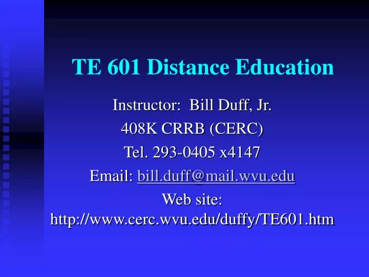 te 601 distance education