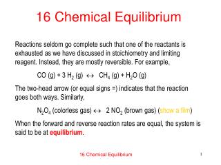 16 Chemical Equilibrium