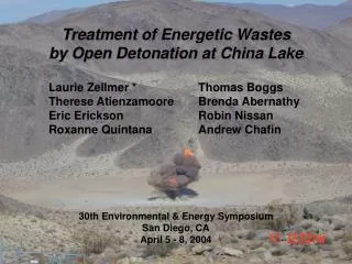 Treatment of Energetic Wastes by Open Detonation at China Lake