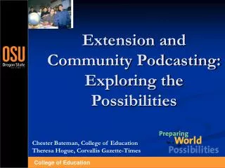 Extension and Community Podcasting: Exploring the Possibilities