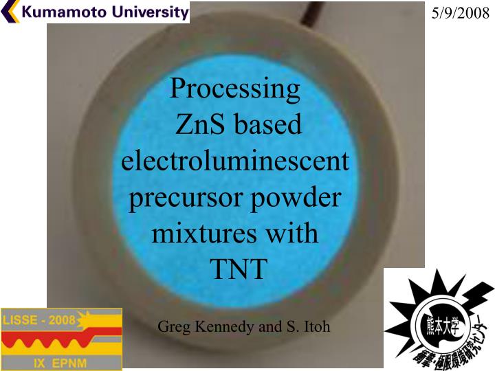 processing zns based electroluminescent precursor powder mixtures with tnt