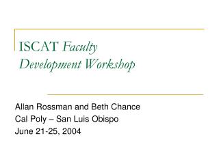 ISCAT Faculty Development Workshop