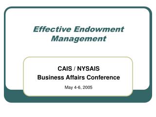 Effective Endowment Management
