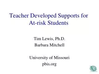 Teacher Developed Supports for At-risk Students