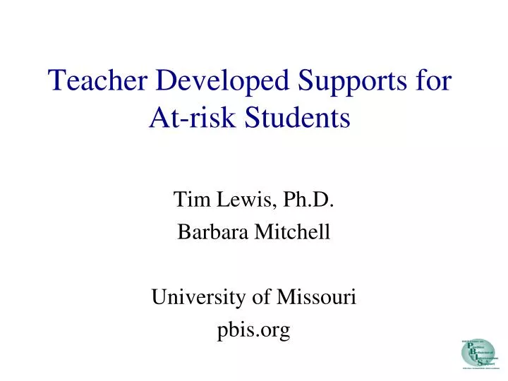 teacher developed supports for at risk students