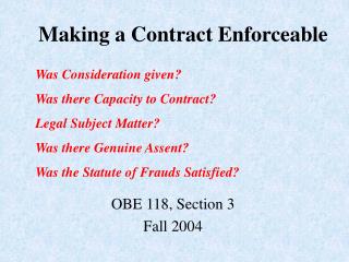 Making a Contract Enforceable