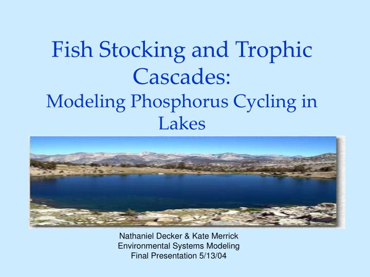 fish stocking and trophic cascades modeling phosphorus cycling in lakes
