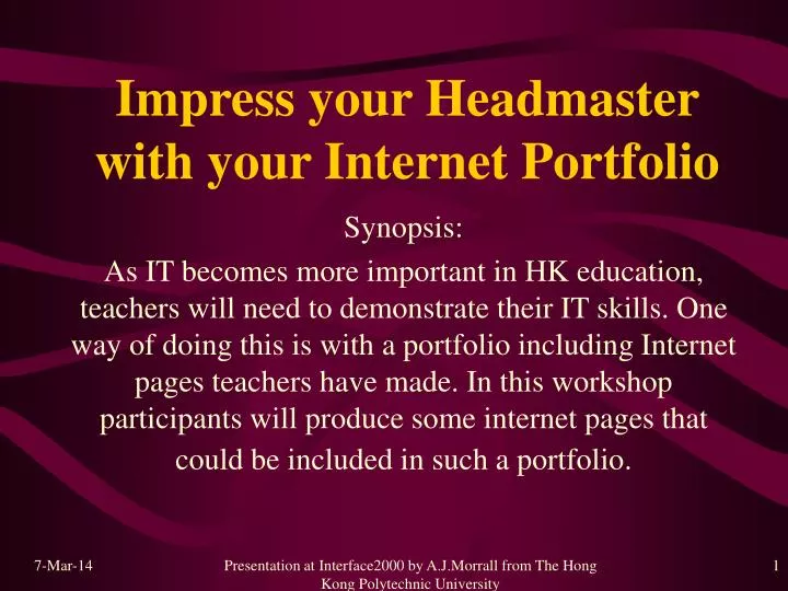 impress your headmaster with your internet portfolio