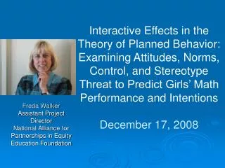 Freda Walker Assistant Project Director National Alliance for Partnerships in Equity Education Foundation