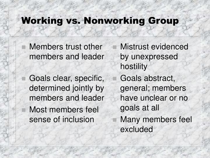 working vs nonworking group