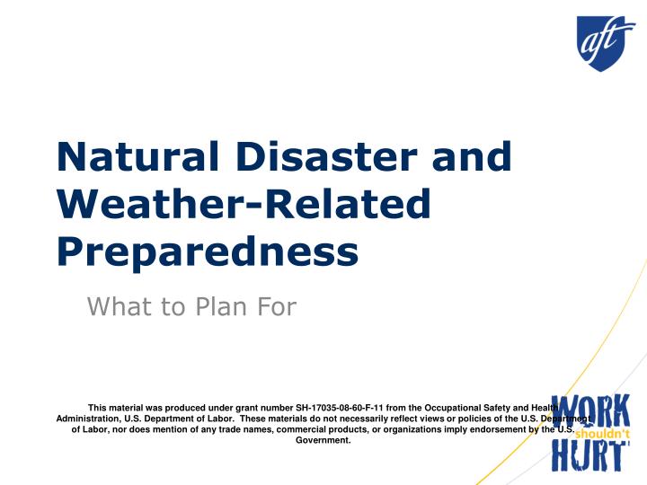 natural disaster and weather related preparedness