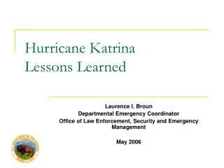 Hurricane Katrina Lessons Learned