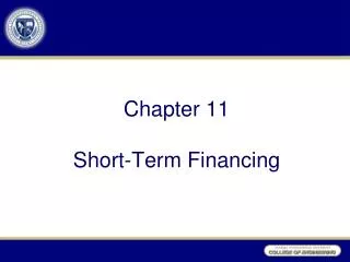 Chapter 11 Short-Term Financing
