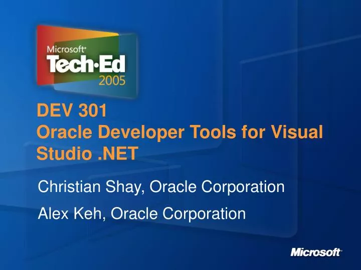 dev 301 oracle developer tools for visual studio net