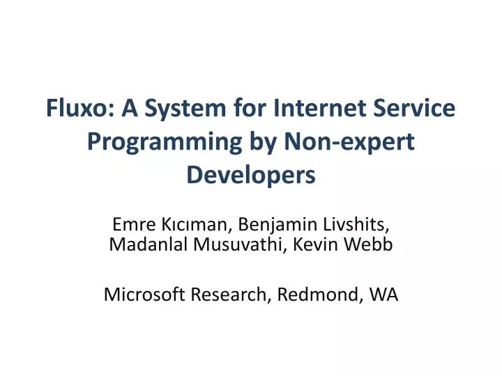 fluxo a system for internet service programming by non expert developers