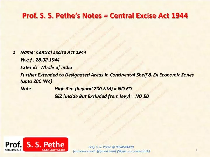 prof s s pethe s notes central excise act 1944