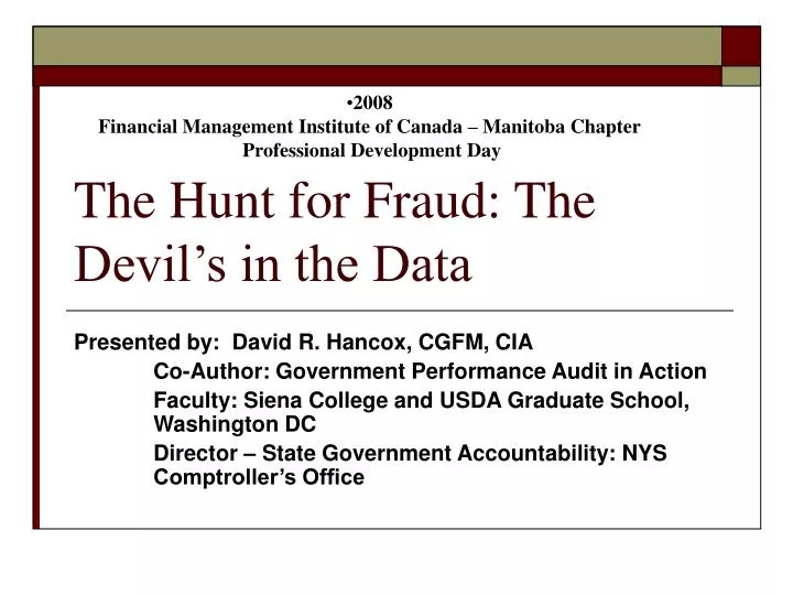 the hunt for fraud the devil s in the data