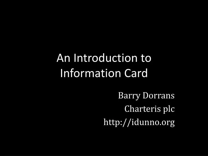 an introduction to information card