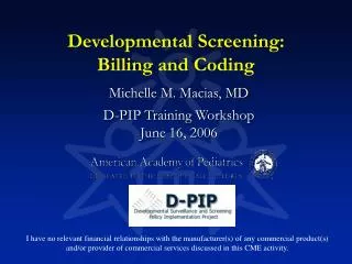 Developmental Screening: Billing and Coding